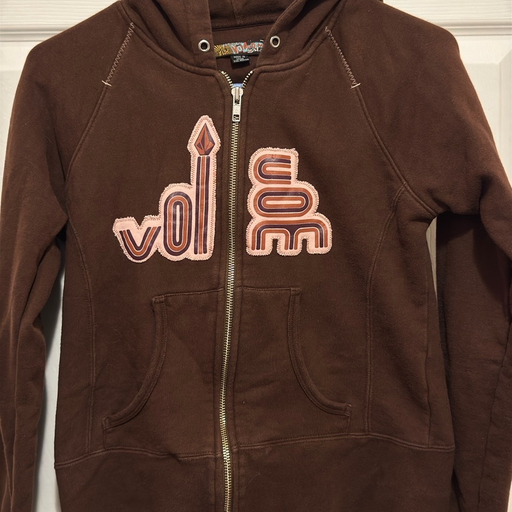 Vintage Girls Brown & Pink Volcom Zip-up